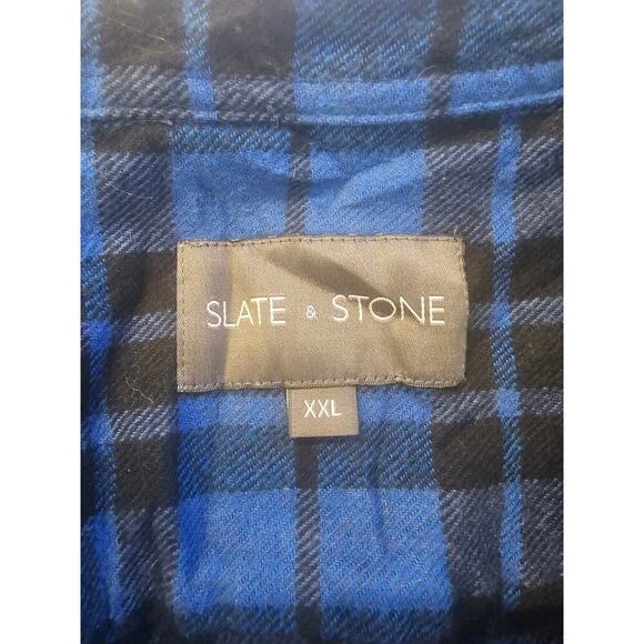 Slate & Stone Men's Flannel Button Down Shirt Long Sleeve Blue Black Size XXL - Picture 3 of 5